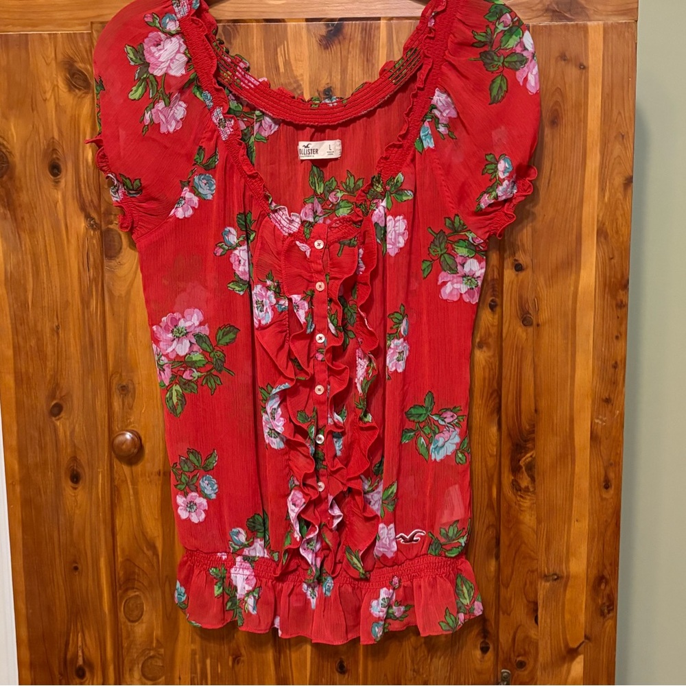 Hollister Floral Top with Ruffles